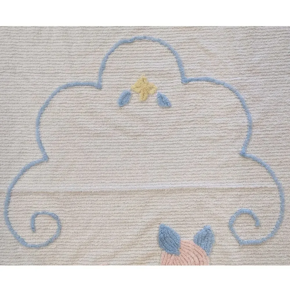 Vintage 1950s Tufted Chenille Pink & Blue Cute Baby Deer Fawn Crib Blanket Flaws